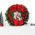Miniatyrbilde 3 av 5: Dørkrans med lyskranser til dører Julepynt Rødt Jesus-mønster Blomsterkrans Juledekorasjoner 2023 Red Berry 30CM