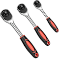 Miniatyrbillede 1 af 4: Topnøglesæt, 3 stk. 1/4\", 3/8\", 1/2\" Drive Skraldenøgle Værktøj Professionelt med Polstret Greb