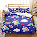 Pikkukuva 1 / 2: Sarjakuvatyylinen yksisarvinen - kolmiosainen pussilakanasetti, harjattu kaksiosainen setti Q style 3 240*220three-piecesuit