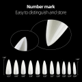 Pikkukuva 5 / 5: Tekokynnet - Akryylikynnet 500 kpl Täyspeittävät Tekokynnet 10 Kokoa Stiletto-kynnet Kotelolla DIY-kynsitaiteeseen Long pointed Natural