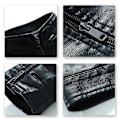 Miniatyrbillede 5 af 5: Herre Stand Collar Tyk Casual Læderjakke Black Green L