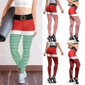 Miniatyrbild 1 av 5: Nya God Jul Leggings Hög Midja Elasticitet Kvinnor Tryckta Randiga Snö Leggings Punk Bälte 3 Färger Byxor D-JK1-128 S