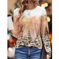 Miniatyrbild 1 av 5: Ny Dam T-shirt Julgran Tryck T-shirts Toppar Långärmad Casual Toppar Mode Rund Hals Normal Passform Y2K Kläder För Tjejer CTZH231026SDB32 2XL