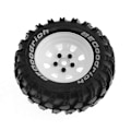 Miniatyrbilde 5 av 5: 4 stk 93 mm metall 1,9 tommer Beadlock hjulfelg gummi dekksett for 1/10 RC crawlerbil, 12 mm adapter, hvit