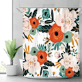 Miniatyrbild 1 av 4: 2025 Nytt Tyg Vårblomma Duschdraperi Badrumsinredning 180x180cm Polyester Vattentätt 12-pack Krokar