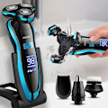 Miniatyrbilde 1 av 5: Elektrisk barbermaskin oppladbar barbermaskin for menn skjegg våt tørr dobbel bruk vanntett hurtiglading