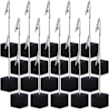 Miniatyrbillede 1 af 5: 20 Stykker Kube Base Memo Klip Holder med Alligator Klips Træ Base Bordnummer Holder Kube Base Pl