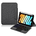 Miniatyrbillede 1 af 5: Læderetui til iPad mini (2024) + Bluetooth-tastatur med touchpad og baggrundsbelysning