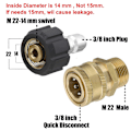 Miniatyrbillede 3 af 5: M22 Daglig Højtryksrenser Adapter Kit 14mm Drejeled til M22 Metrisk Fitting