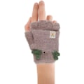 Miniatyrbild 2 av 4: Fliphandskar i plysch för damer Faux Fur Halvfingerhandskar Fingerlösa handskar Vantar Utomhushandskydd för barn Flickor (beige)