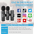 Miniatyrbillede 2 af 5: Trådløs Lavalier Mikrofon til iPhone iPad, Plug and Play Mikrofon med 2 Mikrofoner til Videooptagelse, Vlog, TikTok, Youtube, Auto Connect og Smart