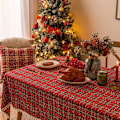 Miniatyrbild 3 av 5: Julbordsduk Snöflinga Rutig Bordsduk Julbordsunderlägg Rektangulär Festival Bordsöverdrag Jul Kök Heminredning Style B 100X135cm