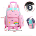 Pikkukuva 1 / 5: Koulun pyörällinen reppusetti tytöille, kärryreppu, pyörillä varustettu koulureppu 2 wheels pink
