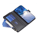 Miniatyrbillede 3 af 5: BF Style-19 Kompatibel Med Oppo A74 / A93 / A54 5G Lynlåslomme PU Læder Telefon Etui Wallet Stand Cover Black