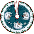 Miniatyrbilde 1 av 5: 90cm Juletre Skjørt Dobbel-lags Design Santa Mønster Juletre Skjørt Sammenleggbart Juletre Skjørt Med Santa Reinsdyr Design Trebase Co