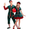 Miniatyrbillede 1 af 5: Kvinder Mænd Julemandskostume Jul Grøn Elf Cosplay Kostumer Sæt Til Voksne Men-Green XL