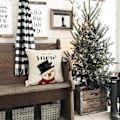 Miniatyrbild 2 av 5: Soffdekoration Kudde 45x45 Cm Dekorativa Överdrag för Soffor Inredning Jul Vardagsrum Hem Vit 16 Kuddfodral Jultomte Älgar Gåvor 4 St