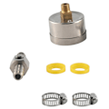 Pikkukuva 5 / 5: Yleismallinen polttoaineen painemittari 1/8 NPT (140 Psi) 3/8 tuuman polttoaineletkulla ja polttoaineen painemittarin anturi T-liittimellä