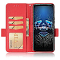 Miniatyrbillede 4 af 5: Kompatibel med Asus ROG Phone 5 / ROG Phone 5s / ZS676KS / ZS673KS Litchi Tekstur PU Læder Telefon Cover Magnetisk Lukning Wallet St Red