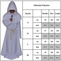 Pikkukuva 3 / 3: Aikuisten munkinkaapu hupullinen viitta munkki keskiaikainen pappi cosplay-asu Black L