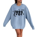 Miniatyrbillede 1 af 2: Taylor Swift sanger Taylor Swift 2D fløjlsprintet dame sweatshirt med rund hals light blue XXL
