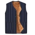 Miniatyrbilde 1 av 2: Vattert vestjakke for menn fleeceforet vinter varm vest Navy Blue XL