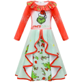 Pikkukuva 2 / 4: Tyttöjen mekko, pitkähihainen anime-sarjakuva vihreä The Dodger Grinh Cosplay -asut syntymäpäivälahjoiksi joulujuhliin, punainen mekko Red 59002 130 cm