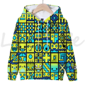 Miniatyrbild 2 av 5: Angry Geometry Dash Hoodies för barn, Tecknad Spel Tröjor för barn, 3D-tryckt Hoody, Pullovrar för flickor och pojkar Khaki L