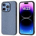 Miniatyrbild 1 av 4: ABEEL Kompatibelt Skal för iPhone 16 Pro Max Läder+PC+TPU Telefonskal Kolfibertextur LightBlue