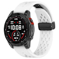 Miniatyrbillede 2 af 5: Kompatibel med Garmin Tactix 7 Pro / Fenix 7X / Fenix 7X Solar Silikone Urrem 26mm Åndbar Urrem med Foldespænde White