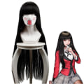 Pikkukuva 1 / 5: Kakegurui Yumeko Jabami Cosplay Peruukit 100cm Anime Musta Pitkä Suora Lämmönkestävä Synteettinen Hiukset Perucas Cosplay Puku Peruukki
