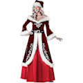 Miniatyrbillede 1 af 3: Hurtig Forsendelse Nye Kvinder Retro Stil Julekostumer Fru Santa Claus Kostume Damer Julefest Fancy Lang V XL