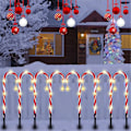 Miniatyrbilde 5 av 5: Sesong- og høytidsdekorasjoner Solenergi Jul Krykke Bakkelampe Utendørs Plug-in Godteri Krykke Plener Landskap Lampe 4-delt Sett Q