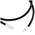 Pikkukuva 1 / 5: 2 mm leveä nahkaköysi kaulakoru metalliseosketju kaulakoru musta hopea miehelle pituus 51 cm
