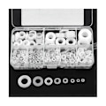 Miniatyrbillede 2 af 5: 500 stk. Hvide nylon flade skiver pakningssæt M2 M2.5 M3 M4 M5 M6 M8 M10 Plastforseglings O-ringe sortiment