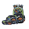 Miniatyrbild 1 av 5: Dinosaurie Ryggsäcksset för Pojkar med Lunchlåda Pennfodral Flickor Skolväska Barn Lågstadie Förskola Tecknad Skolväska black Dinosaur 3pcs