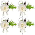 Miniatyrbilde 1 av 4: 4 stk Bryllupsknapphull, Hvite Rose Corsage Knapphull Blomster med Nål Klipp