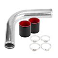 Miniatyrbillede 1 af 4: Turbo Universal 90 Graders Albue Intercooler Aluminium Rør med 2 Silikoneslanger 4 Klemmer (70mm)