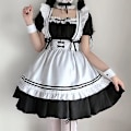 Pikkukuva 1 / 5: 2022 Musta Söpö Lolita-piikatytön asu Tytöt Naiset Ihana Piika Cosplay-asu Animaatioesitys Japanilainen asu Mekko Vaatteet red wine M