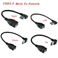 Miniatyrbillede 4 af 5: Usb 3.0 Vinkel Forlængerkabel Han Til Hun Adapter Ledning Data Op