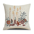 Miniatyrbilde 3 av 5: Motesett med 4 Juleputetrekk - Kongle Lysestake Mønster - 45 x 45 cm - Vinterdekorasjon for Sofa, Stue
