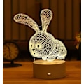 Miniatyrbilde 1 av 5: Romantisk Kjærlighet 3D Akryl LED Lampe for Hjem Barnas Nattlys Bordlampe Julebord Dekor Valentinsdag Nattbordslampe Rabbit