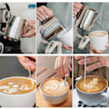 Miniatyrbillede 5 af 5: 350ml/600ml/900ml (12oz/20oz/32oz) Mælkekande i rustfrit stål til kaffe, mælkeskummer, cappuccino og latte (Sølv 12oz/350ml)