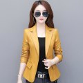 Miniatyrbillede 1 af 2: Læderjakke til kvinder Motorcykel Læderjakke Dame Læderdragt Damejakke Blazer Yellow XL