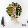 Miniatyrbillede 1 af 5: Dørkrans med lys Dørkranse til døre Julepynt Rødt Jesus-mønster Blomsterguirlande Juledekorationer 2023 Golden Jesus 30CM