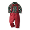 Miniatyrbilde 1 av 2: Barneklær til jul, nye gutter rutete langermet jakkeslag bomull cardigan overalls feriedress green box 70cm