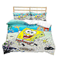 Miniatyrbild 1 av 2: Spongebob Squarepants Serie Tryckt Påslakan Tvådelat Set Tredelat Barnrum Dekorativt Påslakan style 1 140*200two-piecesuit
