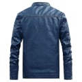 Miniatyrbillede 2 af 2: Herre Stand Collar Tyk Casual Læderjakke Dark Blue L