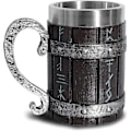 Miniatyrbild 1 av 4: Nordisk Ölmugg i Ek med Rostfritt Stålfoder, Design med Nordiska Vikingarunor, för Män och Fars Dag, 550ml