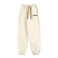 Pikkukuva 1 / 5: Deeptown Talvi Lämpimät Fleecevuoratut Collegehousut Naiset Y2K Streetwear Perus Joggerit Housut Oversized Hip Hop Vapaa-ajan Urheiluhousut Beige XXL